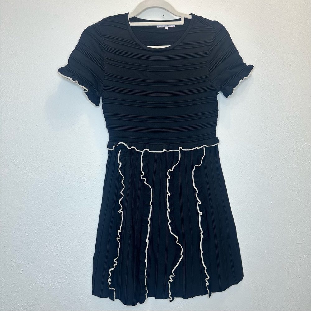 PARKER LENNY KNIT RUFFLED COCKTAIL DRESS Size XSmall - Picture 4 of 14